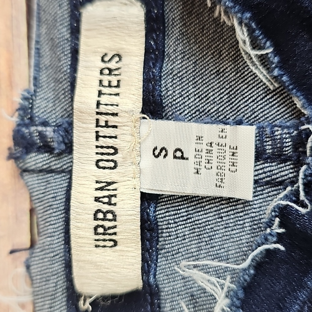 NWT URBAN OUTFITTERS LOW-RISE RUCHED FRONT RAW HEM DENIM STRETCH MINI SKIRT - Picture 9 of 12
